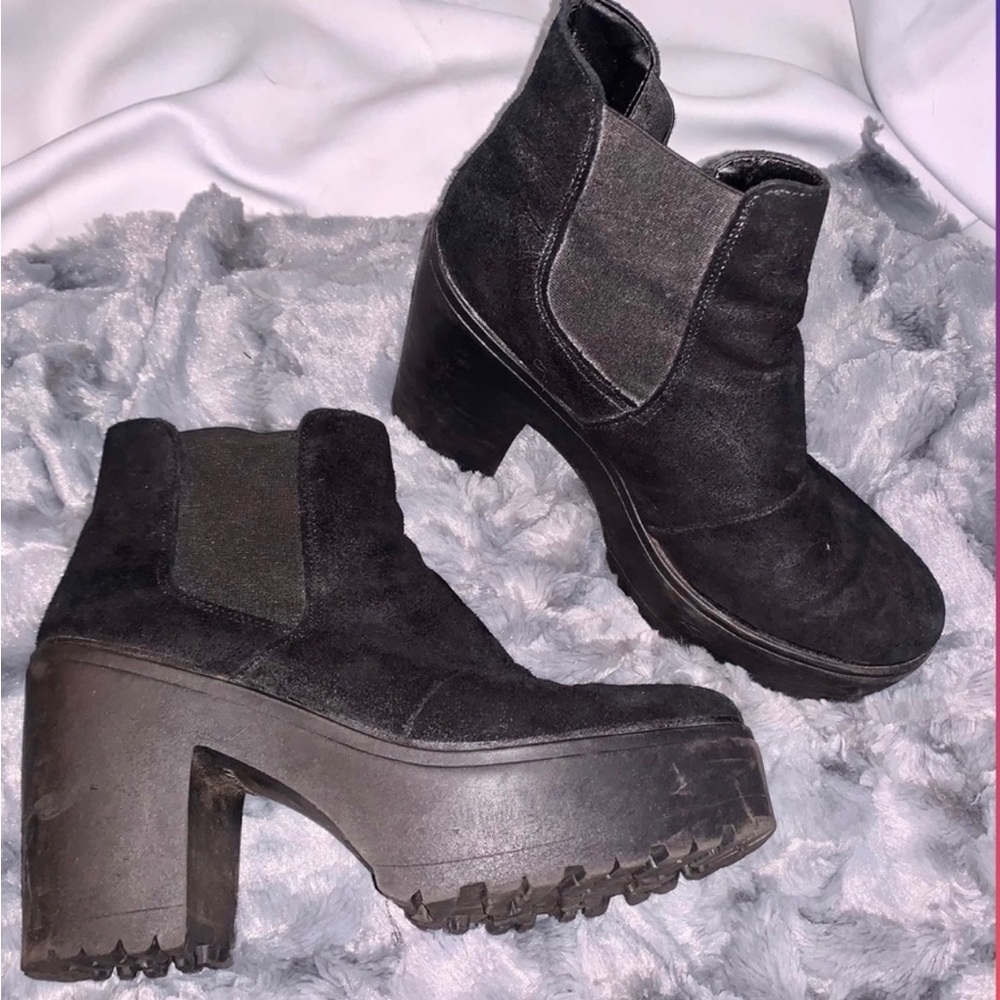 Steve Madden Black Suede Platform Booties